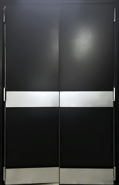 Внешняя сторона Двупольная техническая дверь с маятниковыми петлями